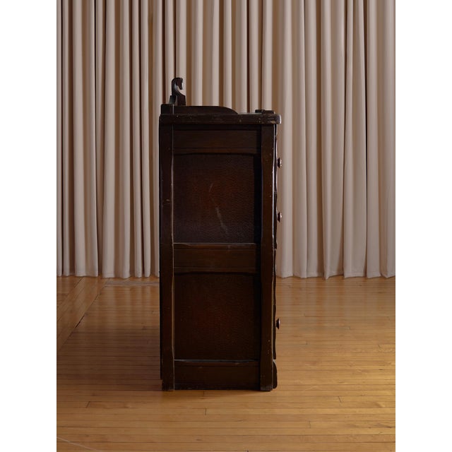 The 1920s Antique Mahogany Chest of Drawers With Horse Carving For Sale - Image 4 of 9