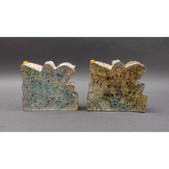 Vintage Italian St George Slaying Dragon Terracotta Plaque Bookends - a Pair For Sale In Miami - Image 6 of 10