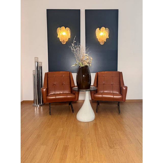 1990s Vintage Gold Murano Glass Petal Wall Sconces from Rondini, 1990s, Set of 2 For Sale - Image 5 of 16