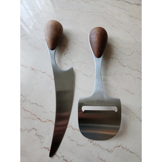 1960s Dansk Vivianna Torun Cheese Slicer Knife Set Teak Stainless For Sale - Image 5 of 8