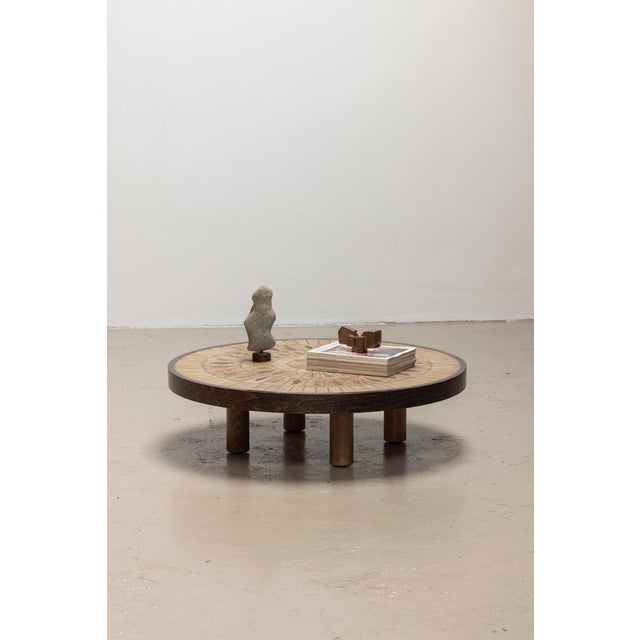 Wood Round Coffee Table by Roger Capron, France, 1970s For Sale - Image 7 of 7