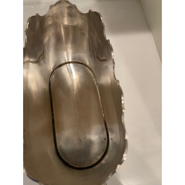 1940s Vintage Silverplate Wine Caddy With Heraldic Shield Embossed on the Front and Back For Sale - Image 5 of 7