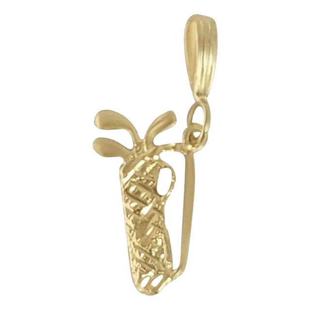 Dainty Golf Club Charm 14k Yellow Gold For Sale