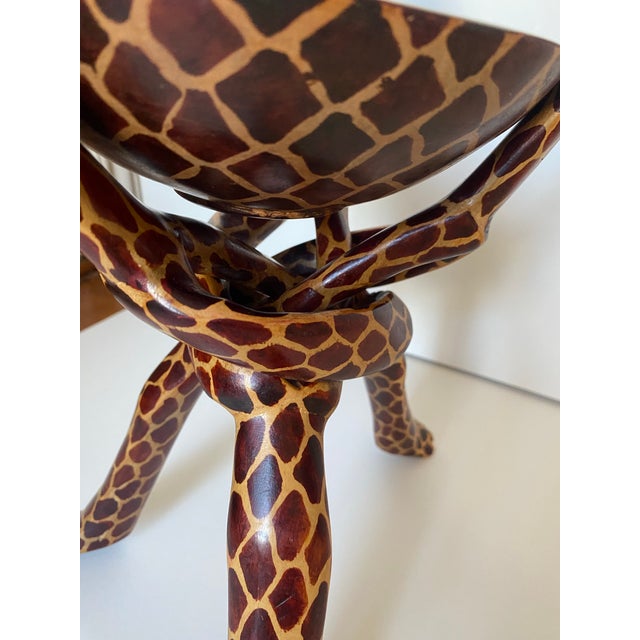 Wood Vintage African Tribal Unity Sculpture Bowl Holder Handcarved Wooden Stand For Sale - Image 7 of 12