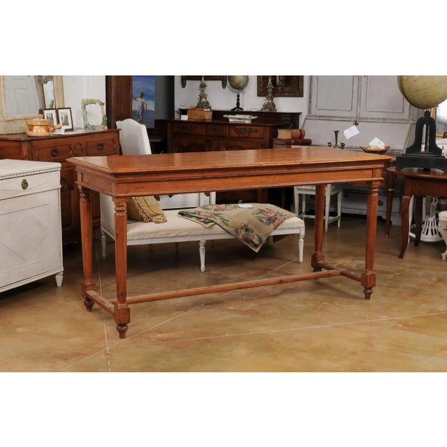 French Louis XVI Style 20th Century High Bar Pine Table With Cylindrical Legs For Sale In Atlanta - Image 6 of 13