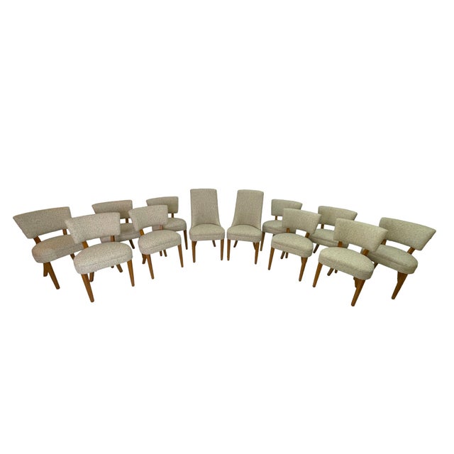 Large Circa 1950s Mid-Century Modern Dining Chair Set — 12 Restored Chairs Including 2 Captain’s Chairs For Sale - Image 4 of 17