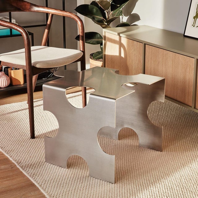 Puzzle Coffee Table in Brushed Stainless Steel by Veliento For Sale - Image 7 of 13