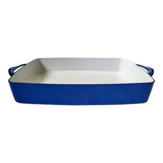 1960s Blue Dansk Kobenstyle Cast Iron Roasting Pan or Casserole Dish For Sale