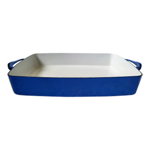1960s Blue Dansk Kobenstyle Cast Iron Roasting Pan or Casserole Dish