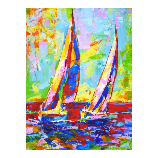"Sailboats 2." Original Painting For Sale