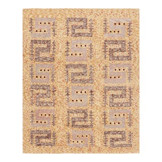 Rug & Kilim’s Scandinavian-Inspired Geometric Golden-Yellow Gray Wool Rug - 5x7 For Sale