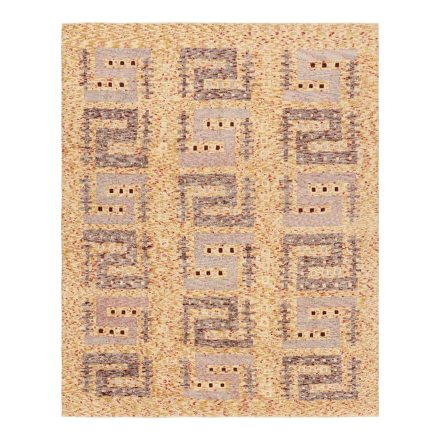 Rug & Kilim’s Scandinavian-Inspired Geometric Golden-Yellow Gray Wool Rug - 5x7 For Sale