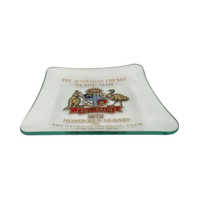 Transparent Vintage the Australian Cricket Touring Team 1972 Glass Ashtray For Sale - Image 8 of 9
