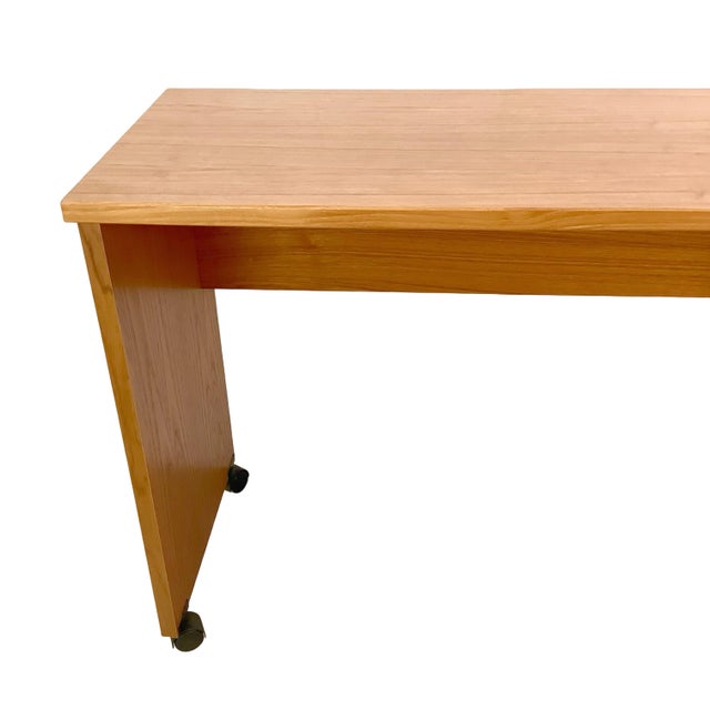 Mid-Century Modern Vintage Mid-Century Modern Teak Rolling Desk or Console Table For Sale - Image 3 of 18