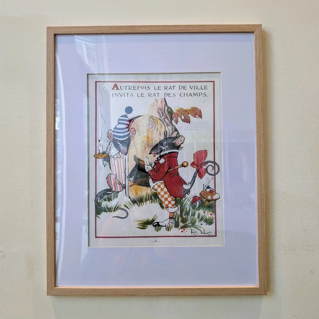 Set of Four Framed 1940s French Children's Book Illustrations For Sale In San Francisco - Image 6 of 7