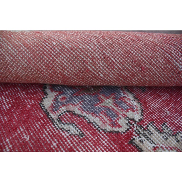 1950s Vintage Turkish Art Deco Anatolian Tribal Oushak Area Rug For Sale - Image 10 of 13