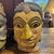 English Mid 20th Century Pair of Indian Folk Art Heads, Male & Female Door Gaurds For Sale - Image 3 of 12