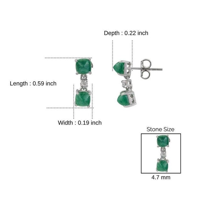 Elegant Emerald and Diamond Dangle Drop Earrings in Sterling Silver, A Pair For Sale - Image 9 of 11