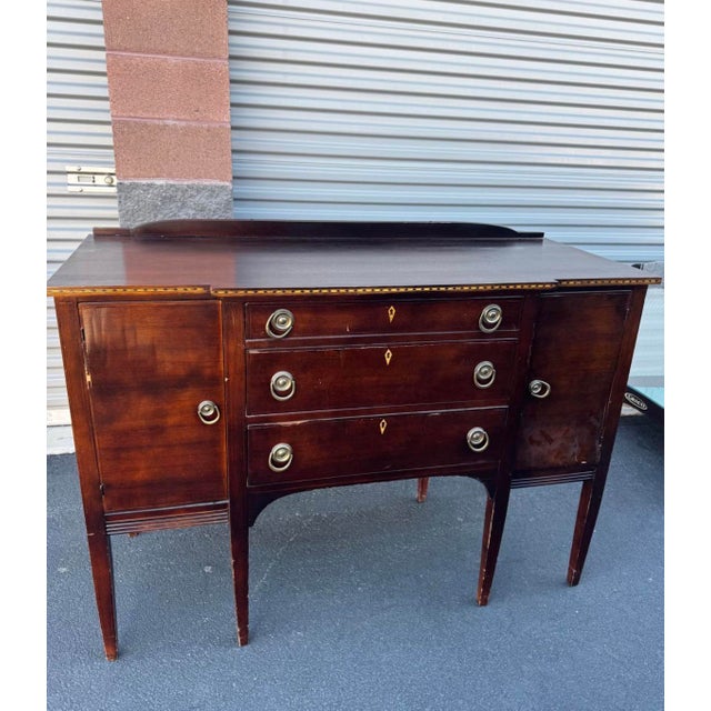 Northern Furniture Company Hepplewhite-Style Sideboard With Ring Pulls & Decorative Banding For Sale - Image 4 of 10
