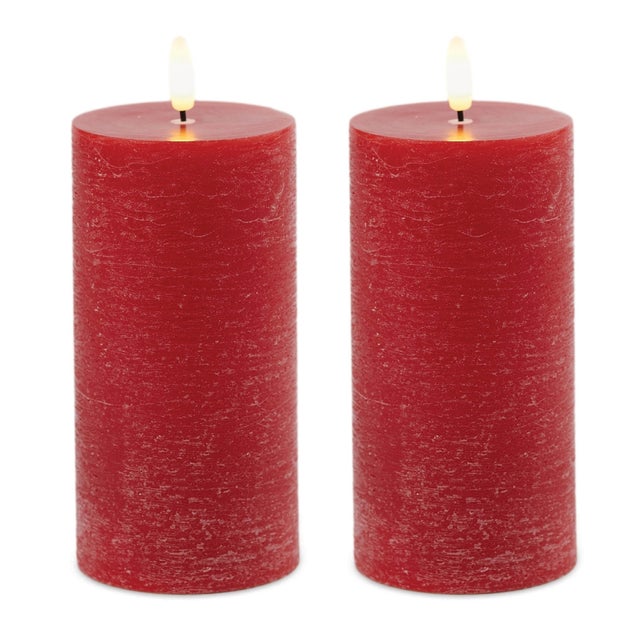 2020s FIA Wick Red Pillar Candle (Set of 2) For Sale - Image 5 of 5