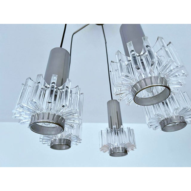 Vintage Space Age Pendant Light in Chrome Plating, Steel and Acrylic Glass from Honsel, 1970s For Sale - Image 9 of 17