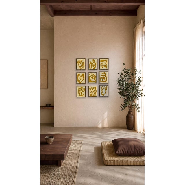 Original minimalist abstract painting on textured canvas, framed in gold locally crafted frames. Each painting canvas...