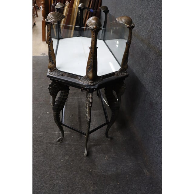 Art Deco Jewel Aquarium Co. Bronze Seahorse, Dolphin & Clam Aquarium For Sale - Image 3 of 13