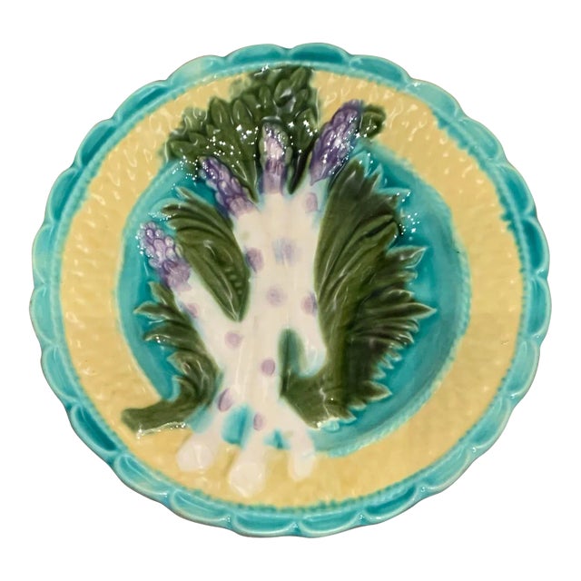1980s Italian Majolica Asparagus Serving Dish For Sale