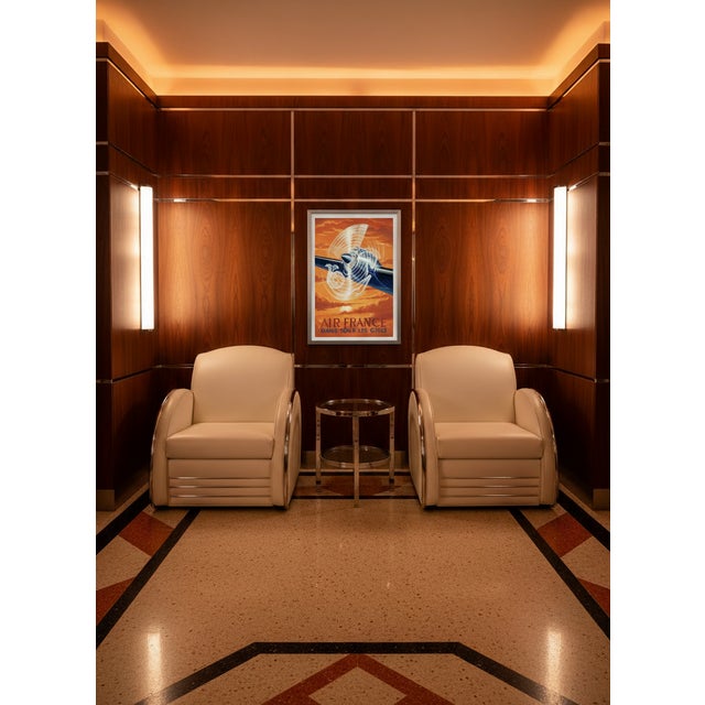 Art Deco 2-Piece Art Deco Streamline Moderne Seating Suite by Jaz — After Donald Deskey Royalchrome, c.1990s For Sale - Image 3 of 6