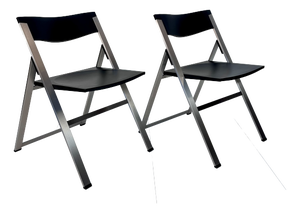 Model P08 Folding Chairs in Stainless Steel and Nylon by Justus Kolberg for Tecno, Italy, 1991, Set of 2