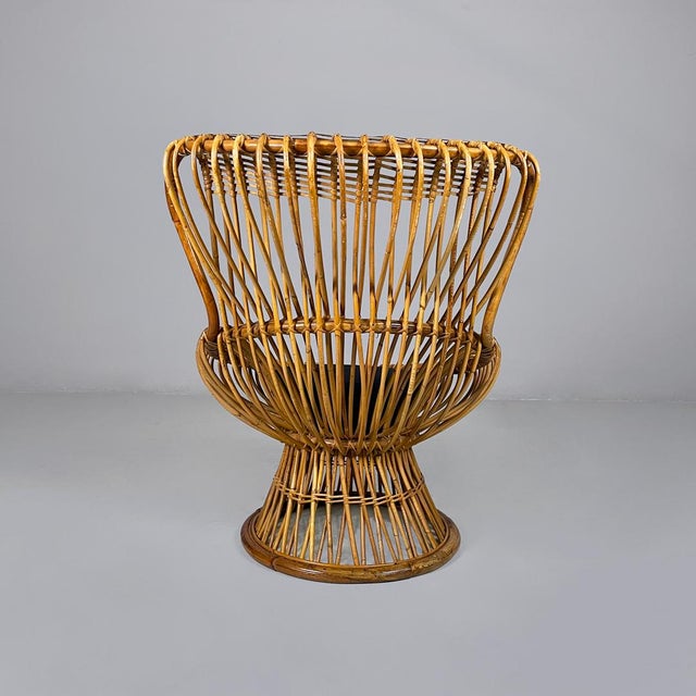 Mid-Century Modern Italian Armchair in Rattan and Fabric, 1960s For Sale - Image 6 of 18