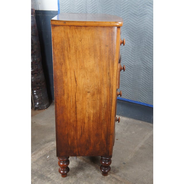 Mid 19th Century Antique Victorian Flame Mahogany Bow Front Tallboy Dresser Chest of Drawers For Sale - Image 6 of 14