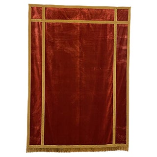 Antique Italian Red Silk Velvet Altar Back, 1800s For Sale