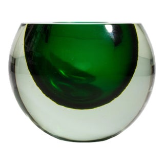 Hand Blown Murano Vase Sphere in Emerald Green Large For Sale