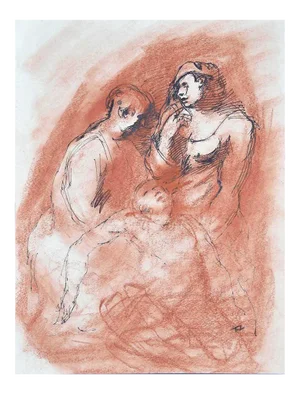 Figures - Original Pencil and Pastel on Paper - Mid 20th Century 20th Century