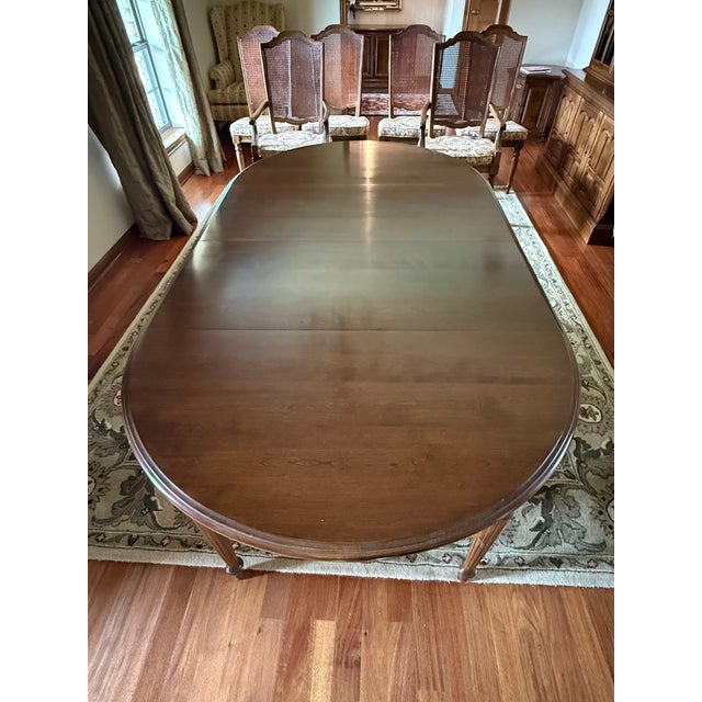 Brown Vintage Ethan Allen Louis XVI Style Oval Dining Table For Sale - Image 8 of 10