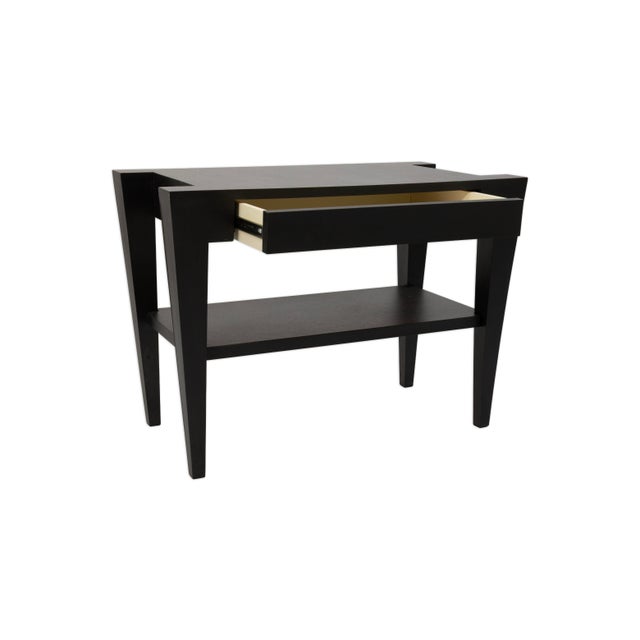 Late 20th Century Pair of Post Modern Ebony Black Architectural Frame Nightstands For Sale - Image 5 of 8