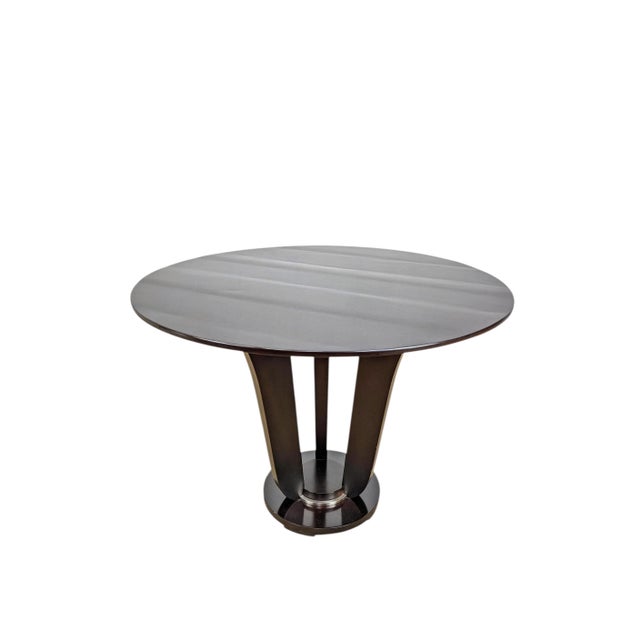 Art Deco Barbara Barry Baker Furn. Art Deco Inspired Round Mahogany Center / Side Table For Sale - Image 3 of 6