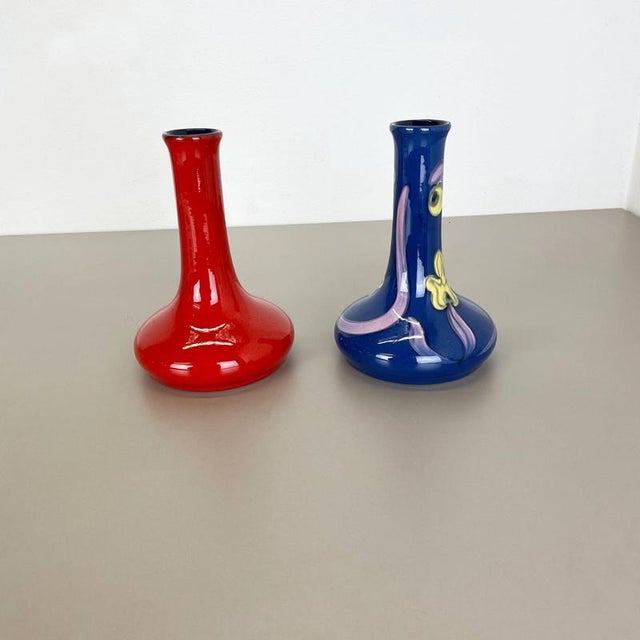 Ceramic Studio Pottery Vases attributed to Marei Ceramics, Germany, 1970s, Set of 2 For Sale - Image 3 of 18