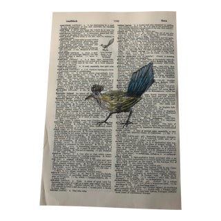 "Roadrunner" Contemporary Original Colored Pencil Drawing on a Dictionary Page For Sale
