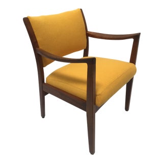 Mid-Century Yellow Wool Arm Chair For Sale