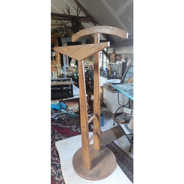 Vintage Gentlemans Valet Stand in Oak, 1950s For Sale - Image 3 of 9