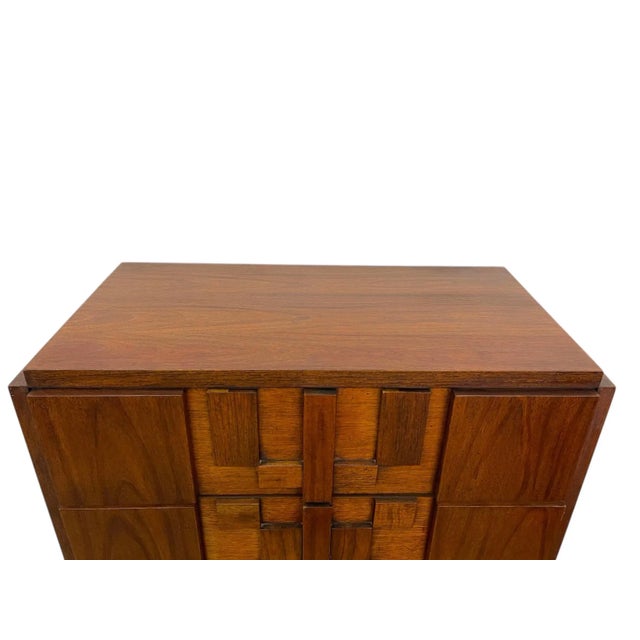 1970s Vintage Brutalist Highboy Dresser by Lane Furniture, 1970s For Sale - Image 5 of 10