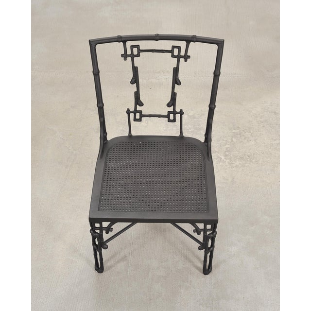 Metal Set of Six Michael Taylor Bronzed Bamboo Garden Dining Chairs For Sale - Image 7 of 18