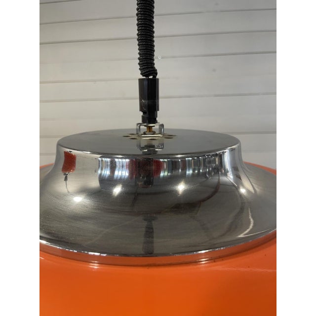 1970s Vintage Italian Space Age Pendant Lamp in Orange by Guzzini for Meblo, 1970s For Sale - Image 5 of 9