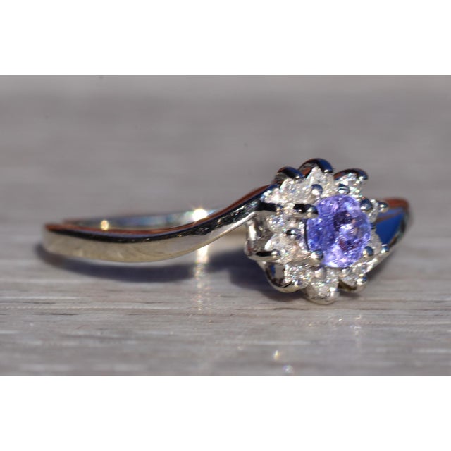 The Laidlaw: Laies 14K White Gold Ring set with Tanzanite and Diamonds For Sale - Image 9 of 11