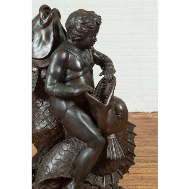 Greco-Roman Bronze Fountain with Putto Riding Dolphin, Lost-Wax Technique For Sale - Image 14 of 15