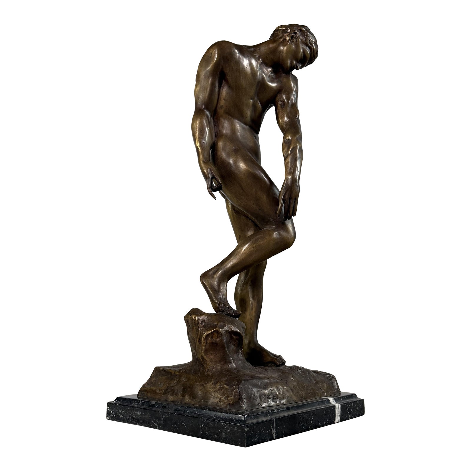 Bronze Sculpture After Rodin “Adam” – Strong Male Figure, 21” Tall ...