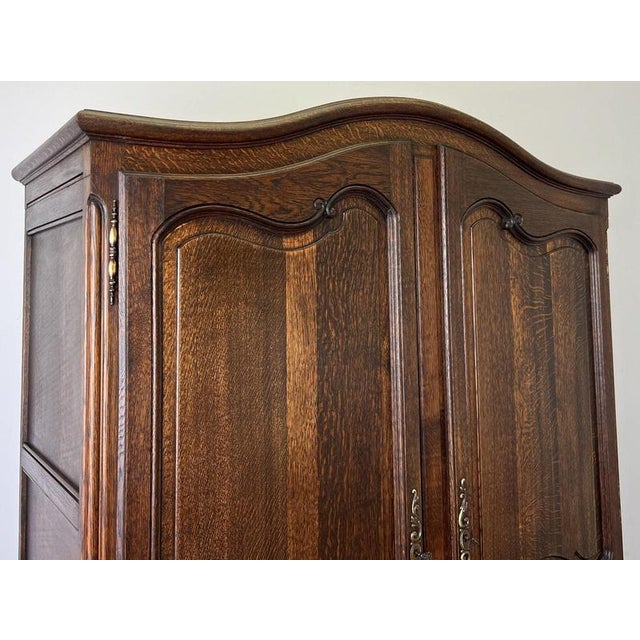 Antique French Louis XVI Style Carved Oak 2-Door Wardrobe For Sale - Image 6 of 16