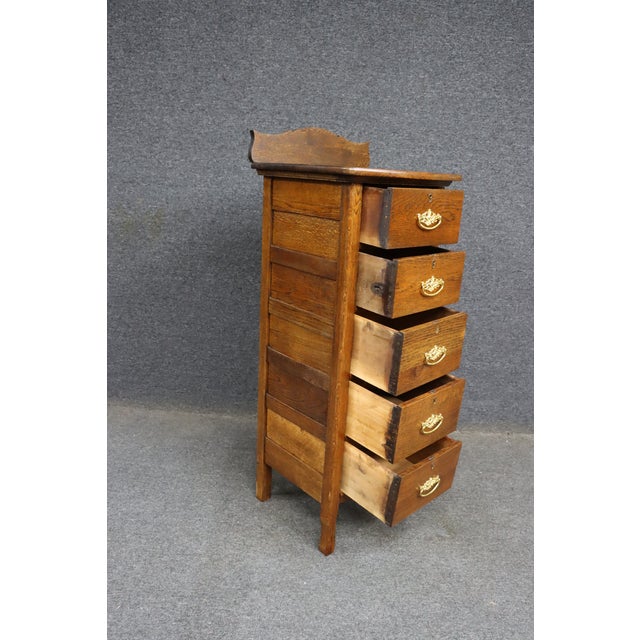 Rare Victorian Quarter Sawn Oak Lingerie Chest For Sale - Image 9 of 13